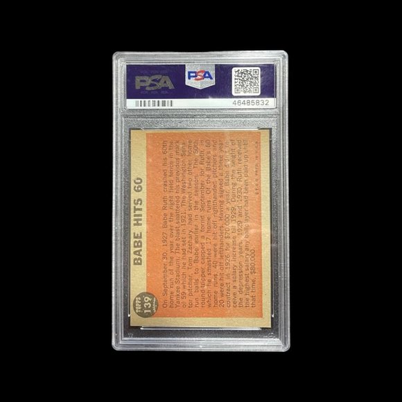 Original-1962 Babe Ruth Topps Hits 60 PSA 7 NM #139 High End Eye Appeal Ruth Spe - Picture 3 of 3